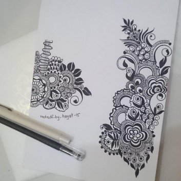 Drwaing mehndi designs on paper