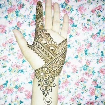 Jeweled Bridal Front hand Henna Designs