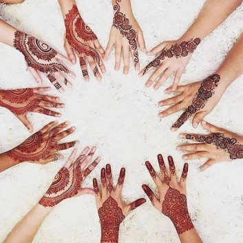 cousin's hand decorated with mehndi