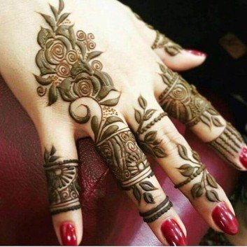 easy finger mehendi design