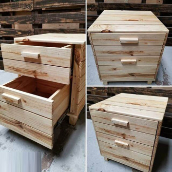 Pallet night stand with drawers