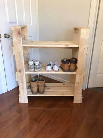 pallet side table project with shoe storage functionality