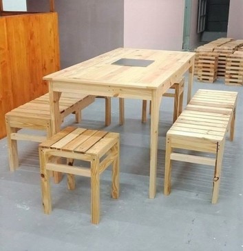 pallet table ideas with chairs set