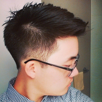 Low Fade Messy Asian Hairstyles for Men