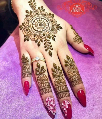 Flower Tikka Mehndi Design for Inner Hands