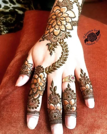 Leaves Henna designs for young girls