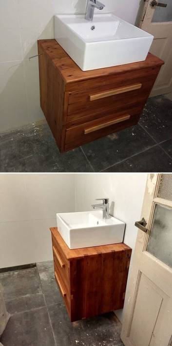 Pallet bathroom basin cabinet