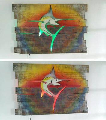 Pallet Glowing swordfish Shelf Art