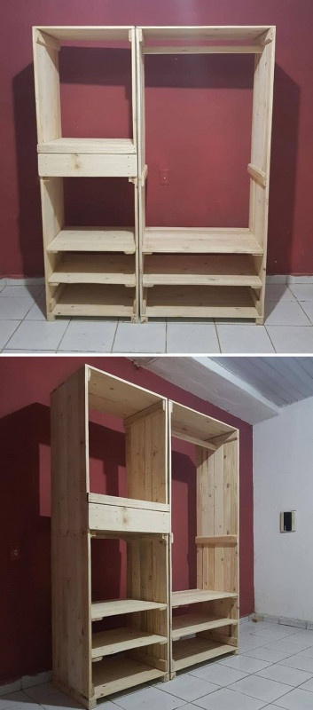 Pallet shelf wardrobe