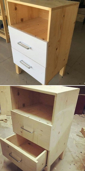 Pallet night stand with drawers