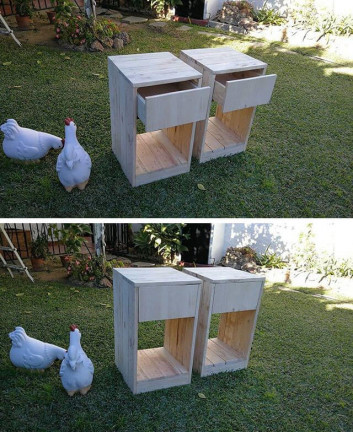 Pallet night stand with drawers