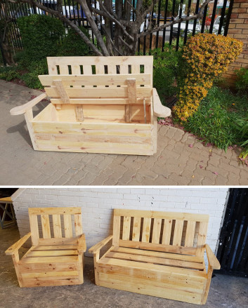 Pallet storage bench