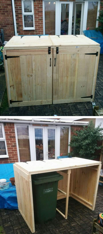 Pallet table with bin