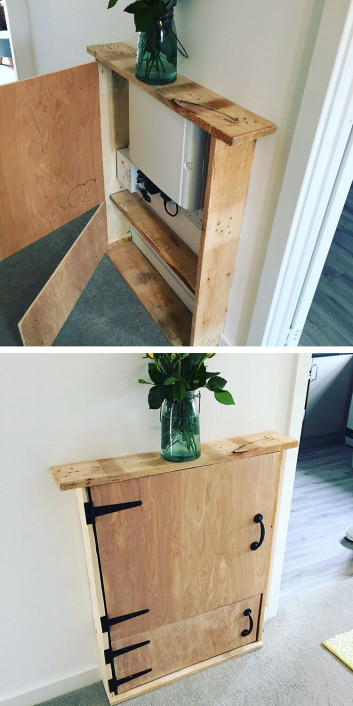 pallet floor wall shelf with storage