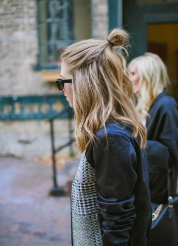 Half-up Messy Bun Long Hairstyles For Women