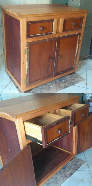 pallet side table with cabinets