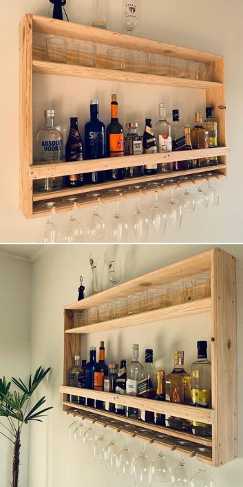 pallet wall wine shelf ideas