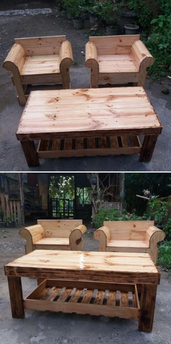 pallet chair ideas with table