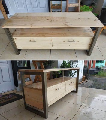 pallet side table with drawer