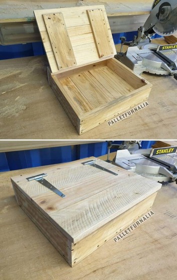 pallet ideas with storage box