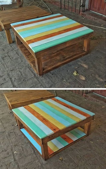 One level up pallet colored table ideas