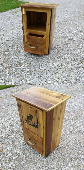 One level up pallet side table with drawers