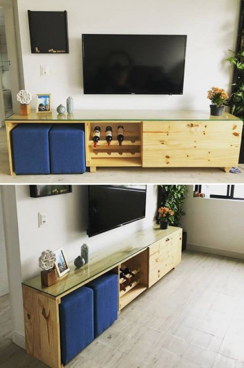 pallet tv stand with storage cabinets