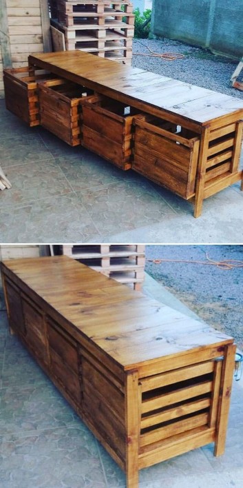 pallet tv stand with storage cabinets