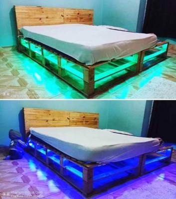 beautiful pallet bed with hidden lights